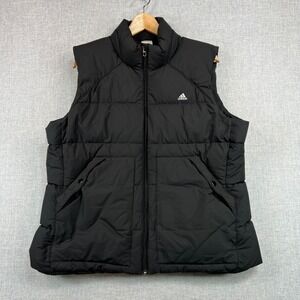 Adidas Titanium Down Feather Puffer Vest Women's XL Black Y2K Outdoor Streetwear